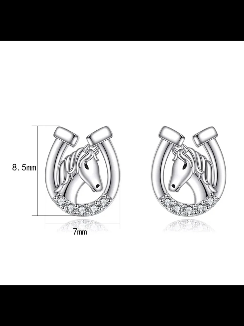 Silver Horse & Horseshoe Crystal Pendant Earrings